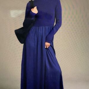 NEW Anthropologie The Thea Twofer Sweater Maxi Dress Blue size S